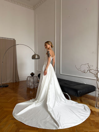 Original product photo — Satin Bridal Separates, Embroidered Corset and Skirt, Elegant Beaded Bridal Set