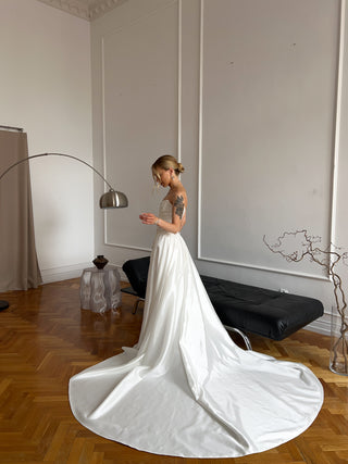Original product photo — Satin Bridal Separates, Embroidered Corset and Skirt, Elegant Beaded Bridal Set