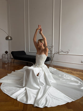 Original product photo — Satin Bridal Separates, Embroidered Corset and Skirt, Elegant Beaded Bridal Set