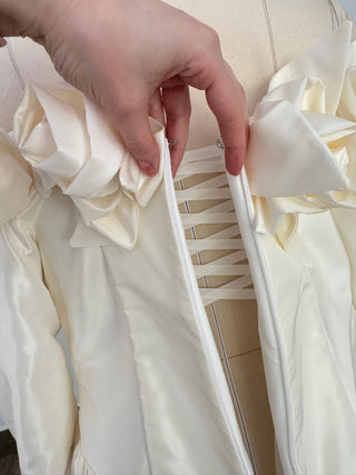 Original product photo — Golden Taffeta Wedding Gown with Handmade Roses