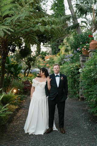 Original product photo — Golden Taffeta Wedding Gown with Handmade Roses
