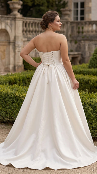 AI-generated plus-size styling preview — Plus Size Embroidered Bridal Corset & Mikado Skirt Set