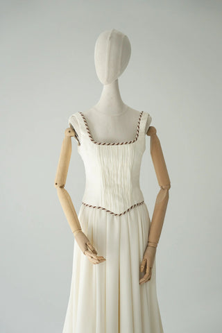Original garment on mannequin — Plus Size Draped Bridal Corset & Chiffon Skirt Set