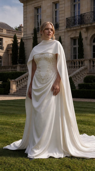 AI-generated plus-size styling preview — Plus Size Floral Embroidered Bridal Corset, Long Skirt & Scarf