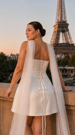 AI-generated plus-size styling preview — Plus Size Convertible Bridal Corset Set with Two Skirts