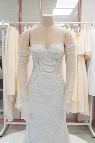 Original product photograph — Pearl-Embellished Lace Mermaid Wedding Dress