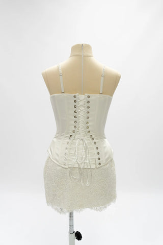 Original product photograph — Ivory Lace Bridal Corset & Appliqué Mini Skirt Set