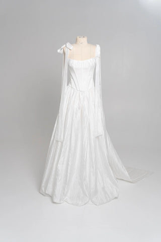 Original product photograph — Ivory Crushed-Taffeta Bridal Corset & Full Skirt Set