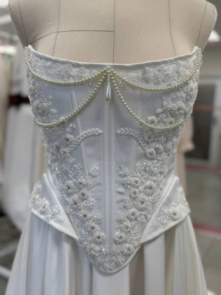 Original product photograph — Beaded Satin Bridal Corset & Skirt Set