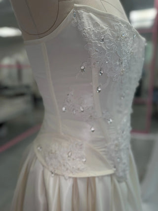 Original product photograph — Ivory Taffeta Bridal Corset & Draped Skirt Set