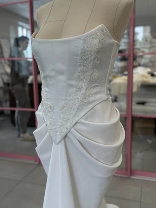 Original product photograph — Satin Bridal Corset & Draped Slit Skirt Set