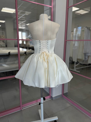 Original product photograph — ivory taffeta bridal mini set