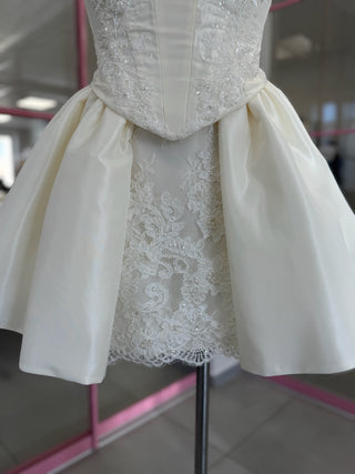 Original product photograph — ivory taffeta bridal mini set