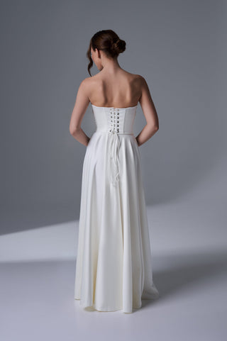 Original photoshoot — regular-size sample of the same bridal corset and trousers set