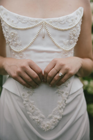 Ivory Wedding Corset with Boning, Satin Lace-Up Bridal Corset Set with Embroidery