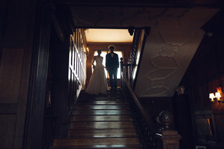 Wedding set with delicate flowers and pearls — strapless corset with a long skirt