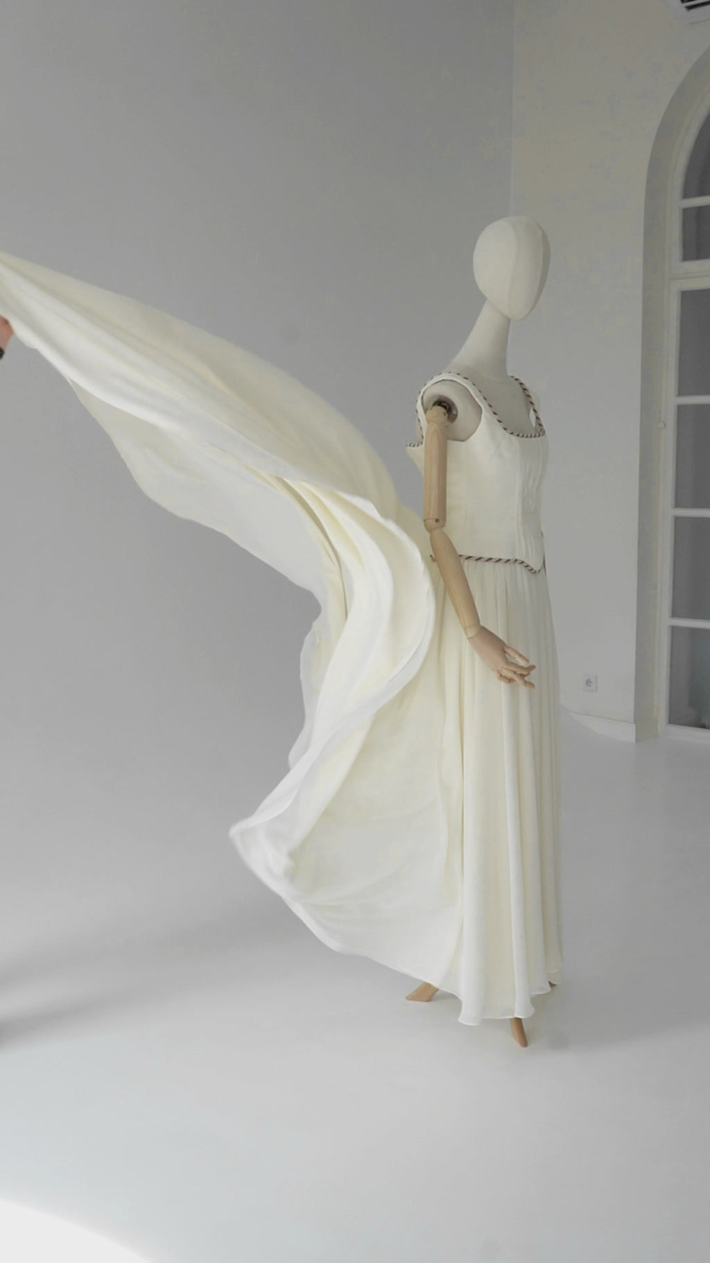 Original garment video — Plus Size Draped Bridal Corset & Chiffon Skirt Set