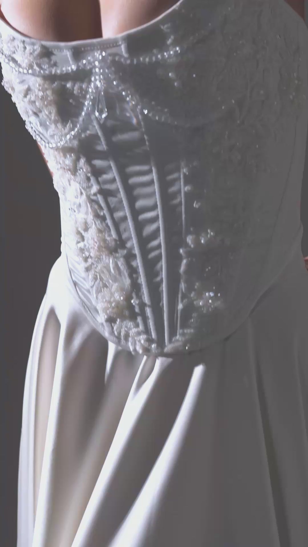 Original garment video — Plus Size Embroidered Bridal Corset & Wide-Leg Trousers Set