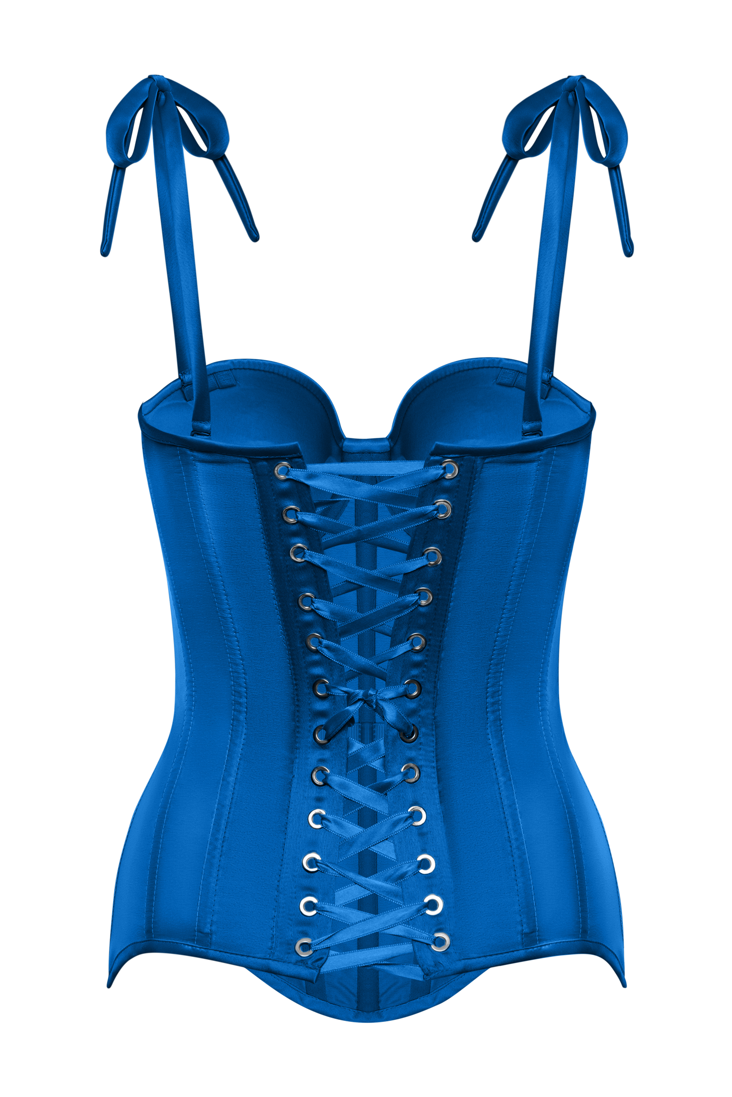 Blue Indigo Satin Corset Top, Steel Bones Custom Corset Tops, Removable  Straps Waist Training, Lacing up Corset, Corsets Prom Dress Separate 