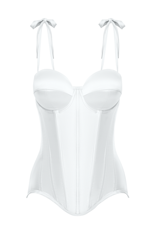 Ivory Mesh Corset Top With Satin Cups, Steel Bones Custom Wedding Corset Tops, Removable Straps Bridal White Lacing Up Corset